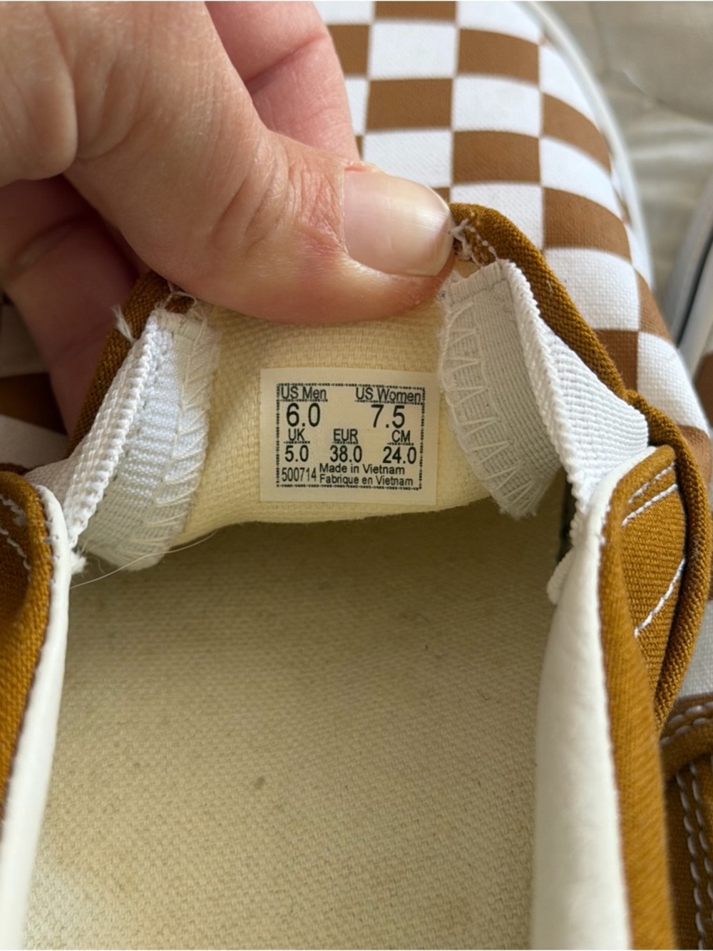 Camel Brown & White Checkered Vans - Picture 6 of 6